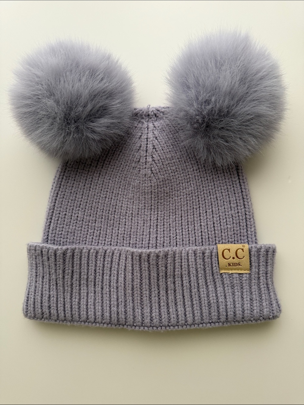 C.C Kids Double Pom Beanie - Heather Lavender